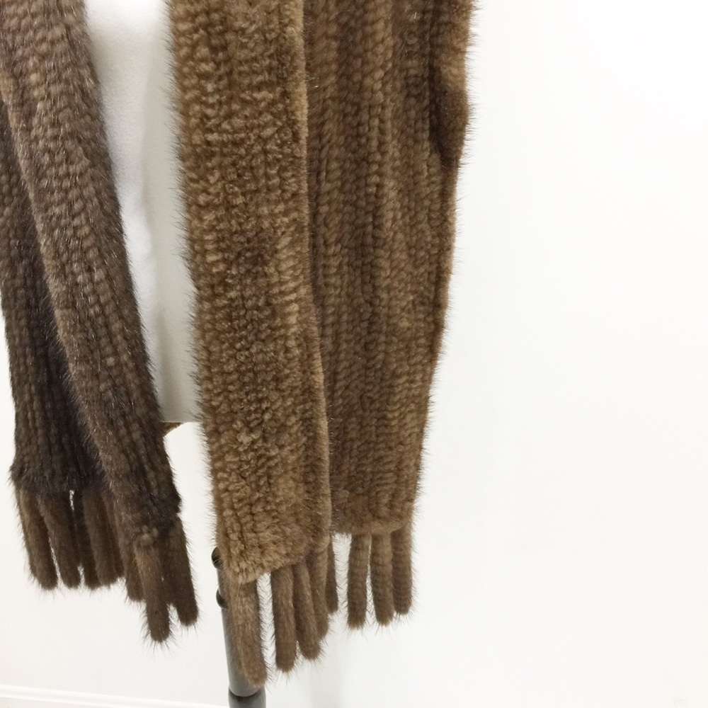 Women’s knitted mink Fur vest cover tassels Sz XL - Picture 4 of 14